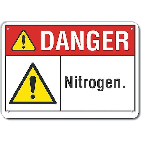 Lyle Reflective  Nitrogen Danger Sign, 10 in Height, 14 in Width, Aluminum, Horizontal Rectangle LCU4-0078-RA_14X10