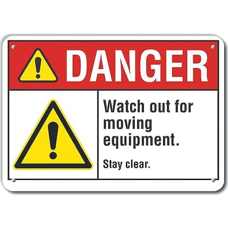 Lyle Reflective  Accident Prevention Danger Sign, 10 in Height, 14 in Width, Aluminum, English LCU4-0066-RA_14X10