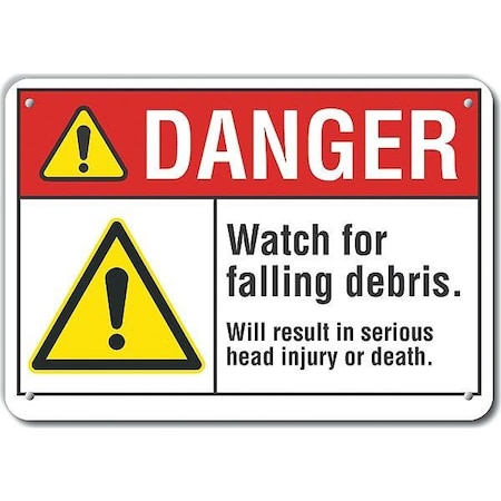 Lyle Alum Danger Watch For Falling, 10"x7", Width: 10 in, LCU4-0068-NA_10X7 LCU4-0068-NA_10X7