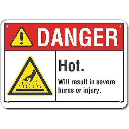Lyle Aluminum Hot Surface Danger Sign, 7 in H, 10 in W, Aluminum, Vertical Rectangle, LCU4-0030-NA_10X7 LCU4-0030-NA_10X7