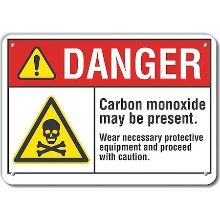 Lyle Plastic Carbon Monoxide Danger Sign, 7 in Height, 10 in Width, Plastic, Vertical Rectangle, English LCU4-0035-NP_10X7