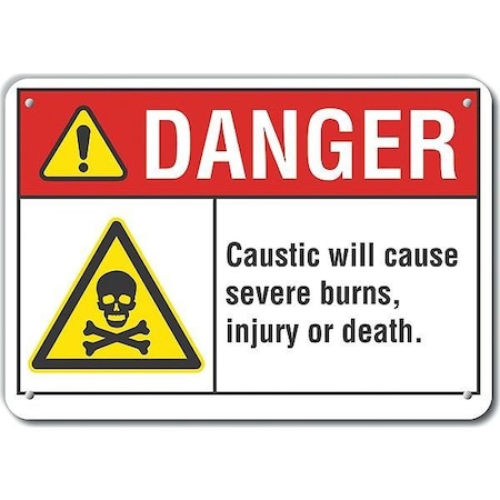 Lyle Plastic Caustic Danger Sign, 10 in H, 14 in W, Horizontal Rectangle, LCU4-0036-NP_14X10 LCU4-0036-NP_14X10
