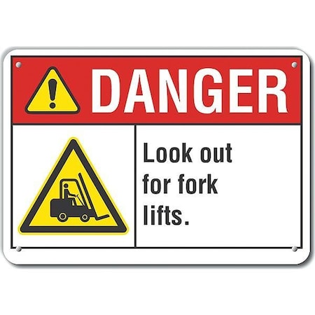 Lyle Alum Danger Look Out Fork, 10"x7", Height: 7 in, LCU4-0041-NA_10X7 LCU4-0041-NA_10X7