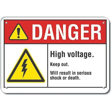 Lyle Decal, Danger High Voltage, Plastic, 14x10", LCU4-0044-NP_14X10 LCU4-0044-NP_14X10