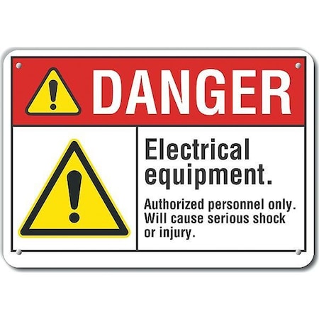 Lyle Reflective  Electrical Equipment Danger Sign, 10 in Height, 14 in Width, Aluminum, English LCU4-0058-RA_14X10