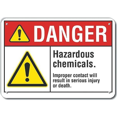 Lyle Aluminum Hazardous Chemicals Danger Sign, 7 in H, 10 in W, Vertical Rectangle, LCU4-0062-NA_10X7 LCU4-0062-NA_10X7