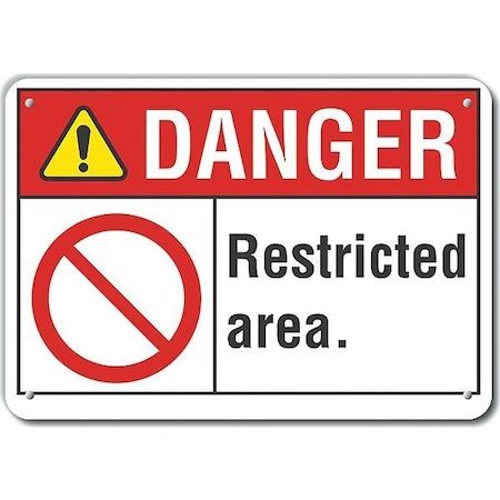 Lyle Reflective  Restricted Area Danger Sign, 10 in Height, 14 in Width, Aluminum, Horizontal Rectangle LCU4-0123-RA_14X10