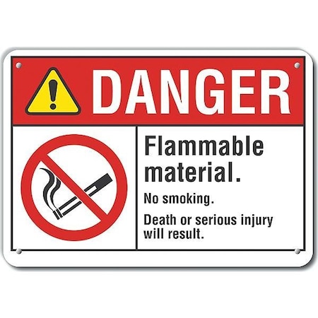 Lyle Plastic Flammable Material Danger Sign, 7" H, 10" W, Plastic, Vertical Rectangle, LCU4-0125-NP_10X7 LCU4-0125-NP_10X7