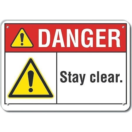Lyle Reflective  Stay Clear Danger Sign, 7 in Height, 10 in Width, Aluminum, Vertical Rectangle, English LCU4-0080-RA_10X7