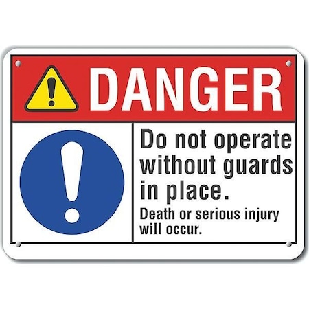Lyle Reflective  Machine Guards Danger Sign, 7 in Height, 10 in Width, Aluminum, Vertical Rectangle LCU4-0083-RA_10X7