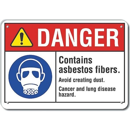 Lyle Aluminum Asbestos Danger Sign, 10 in Height, 14 in Width, Aluminum, Horizontal Rectangle, English LCU4-0097-NA_14X10
