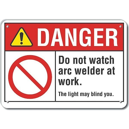 Lyle Reflective  Welding Danger Sign, 10 in Height, 14 in Width, Aluminum, Horizontal Rectangle, English LCU4-0111-RA_14X10
