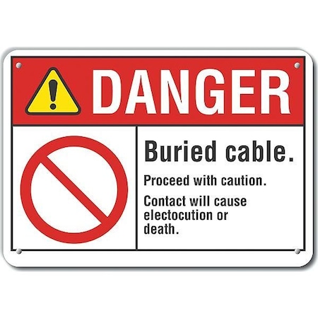 Lyle Plastic Buried Cable Danger Sign, 7 in H, 10 in W, Vertical Rectangle, LCU4-0112-NP_10X7 LCU4-0112-NP_10X7