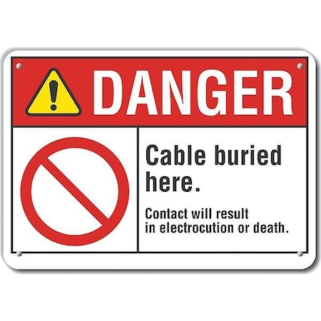 Lyle Plastic Buried Cable Danger Sign, 10 in H, 14 in W, Horizontal Rectangle, LCU4-0113-NP_14X10 LCU4-0113-NP_14X10