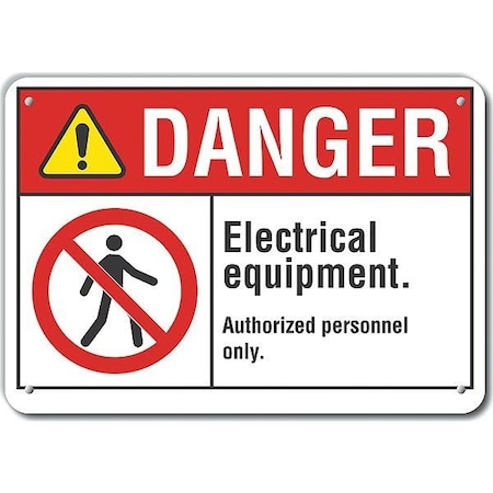 Lyle Aluminum Electrical Equipment Danger Sign, 7 in Height, 10 in Width, Aluminum, Vertical Rectangle LCU4-0139-NA_10X7