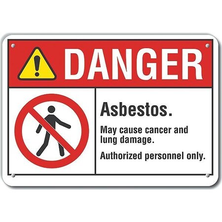 Lyle Plastic Asbestos Danger Sign, 7 in H, 10 in W, Vertical Rectangle, LCU4-0142-NP_10X7 LCU4-0142-NP_10X7