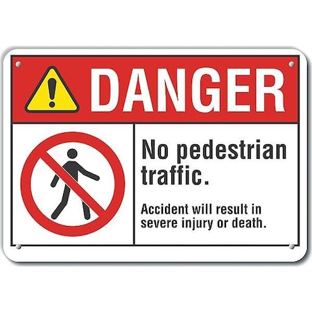 Lyle Aluminum Pedestrian Traffic Danger Sign, 7 in Height, 10 in Width, Aluminum, Vertical Rectangle LCU4-0145-NA_10X7