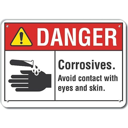 Lyle Aluminum Corrosive Materials Danger Sign, 10 in H, 14 in W, Horizontal Rectangle, LCU4-0149-NA_14X10 LCU4-0149-NA_14X10