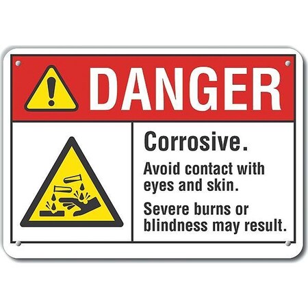 Lyle Aluminum Corrosive Materials Danger Sign, 10 in H, 14 in W, Horizontal Rectangle, LCU4-0150-NA_14X10 LCU4-0150-NA_14X10