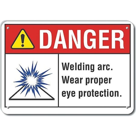 Lyle Decal, Plastic, Danger Welding Arc, 14x10", Sign Background Color: White LCU4-0160-NP_14X10