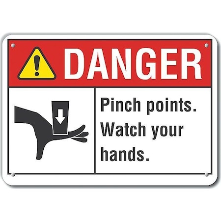Lyle Reflalum Danger Pinch Points, 10"x7", Sign Legend Color: Black, LCU4-0165-RA_10X7 LCU4-0165-RA_10X7