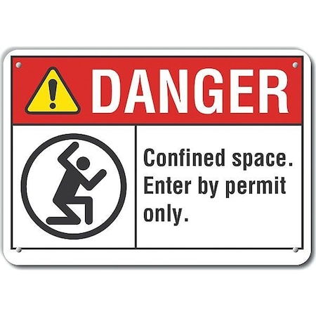 Lyle Decal, Danger Confined Space, 10x7", LCU4-0168-NP_10X7 LCU4-0168-NP_10X7