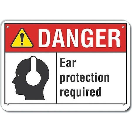Lyle Decal, Danger Ear Protection, 14x10", Sign Shape: Rectangle LCU4-0173-NP_14X10
