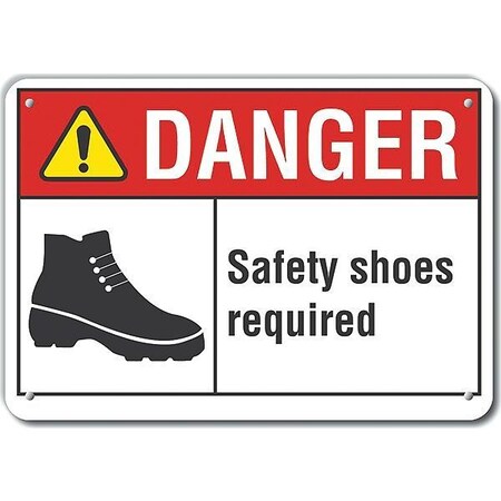 Lyle Reflalum Danger Safety Shoes, 10"x7", Width: 10 in LCU4-0176-RA_10X7