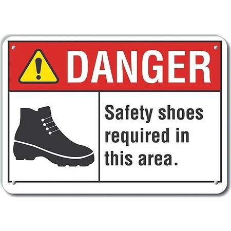 Lyle Aluminum Foot  Danger Sign, 10 in Height, 14 in Width, Aluminum, Horizontal Rectangle, English LCU4-0177-NA_14X10