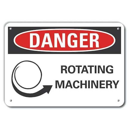 Lyle Plastic Rotating Machinery Danger Sign, 10 in Height, 14 in Width, Plastic, Horizontal Rectangle LCU4-0264-NP_14X10