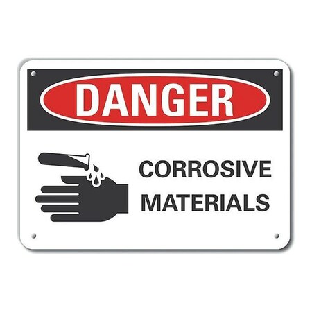 Lyle Alum Danger Corrosive Materials, 10"x7", LCU4-0217-NA_10X7 LCU4-0217-NA_10X7