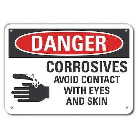 Lyle Plastic Corrosive Materials Danger Sign, 10 in H, 14 in W, Horizontal Rectangle, LCU4-0218-NP_14X10 LCU4-0218-NP_14X10