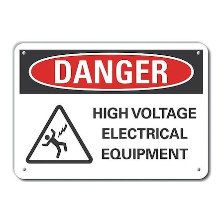 Lyle Alum Danger High Voltage, 10"x7", Sign Legend Text Color: Black LCU4-0232-NA_10X7
