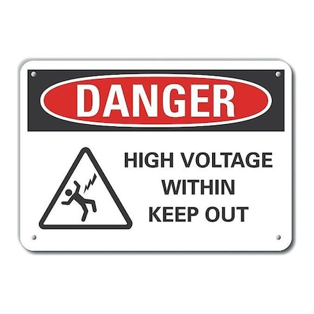 Lyle Aluminum High Voltage Danger Sign, 7 in Height, 10 in Width, Aluminum, Vertical Rectangle, English LCU4-0236-NA_10X7