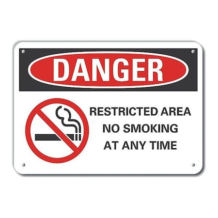 Lyle Plastic No Smoking Danger Sign, 10" H, 14 in W, Plastic, Horizontal Rectangle, LCU4-0276-NP_14X10 LCU4-0276-NP_14X10