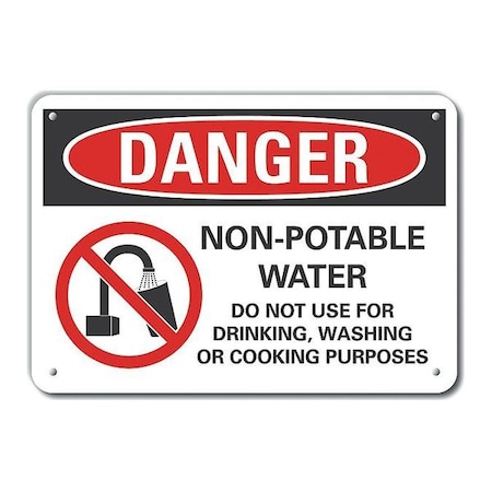 Lyle Danger, Non-potable water. Do not use for drinking., 10 in W x 7 in H, LCU4-0278-RA_10X7 LCU4-0278-RA_10X7