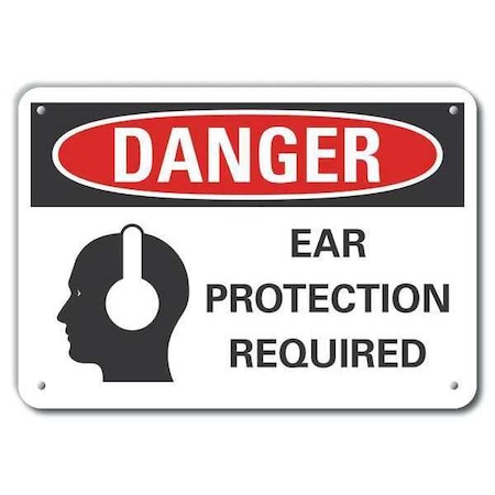 Lyle Alum Danger Ear Protection, 14"x10", Sign Background Color: White LCU4-0280-NA_14X10