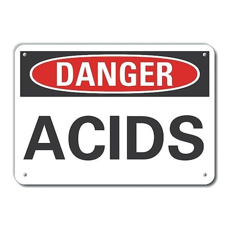 Lyle Aluminum Acid Danger Sign, 7 in H, 10 in W, Vertical Rectangle, English, LCU4-0299-NA_10X7 LCU4-0299-NA_10X7