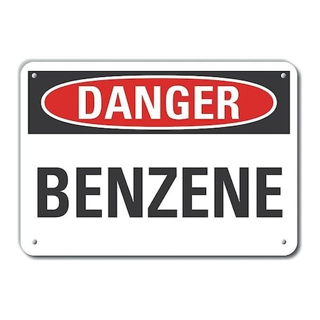 Lyle Plastic Benzene Danger Sign, 7 in H, 10 in W, Vertical Rectangle, LCU4-0308-NP_10X7 LCU4-0308-NP_10X7