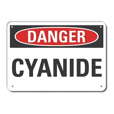 Lyle Reflective  Cyanide Danger Sign, 10 in Height, 14 in Width, Aluminum, Horizontal Rectangle, English LCU4-0309-RA_14X10