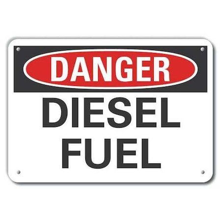 Lyle Aluminum Diesel Danger Sign, 10 in Height, 14 in Width, Aluminum, Horizontal Rectangle, English LCU4-0338-NA_14X10