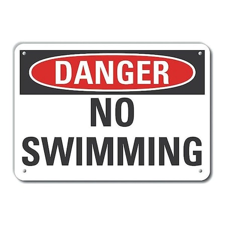 Lyle Danger, No Swimming, 14 in W x 10 in H, Horizontal Rectangle, Aluminum, LCU4-0343-RA_14X10 LCU4-0343-RA_14X10