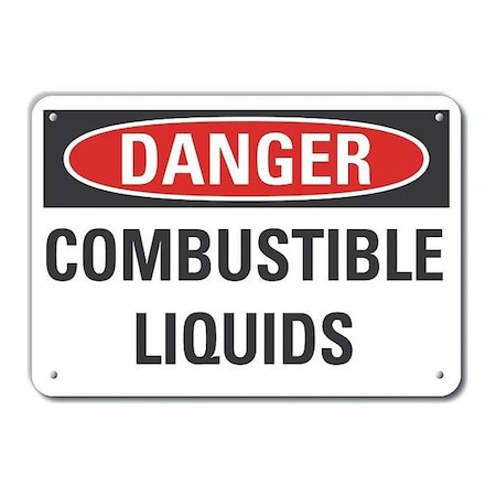 Lyle Aluminum Combustible Liquid Danger Sign, 10 in Height, 14 in Width, Aluminum, Horizontal Rectangle LCU4-0417-NA_14X10