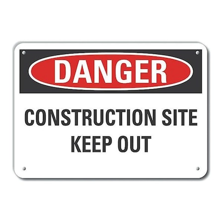 Lyle Aluminum Construction Area Danger Sign, 7 in Height, 10 in Width, Aluminum, Vertical Rectangle LCU4-0492-NA_10X7