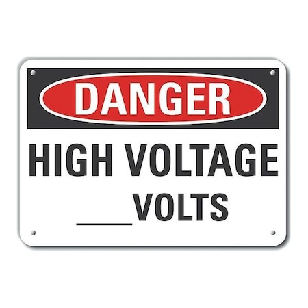 Lyle Plastic High Voltage Danger Sign, 10 in Height, 14 in Width, Plastic, Horizontal Rectangle, English LCU4-0445-NP_14X10