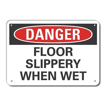 Lyle Reflective  Slippery Floor Danger Sign, 10 in Height, 14 in Width, Aluminum, Horizontal Rectangle LCU4-0461-RA_14X10