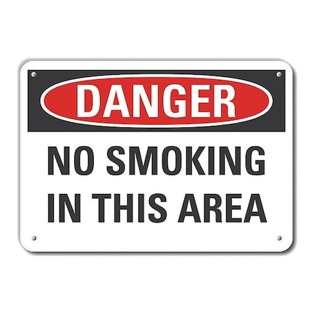 Lyle Aluminum No Smoking Danger Sign, 7" H, 10" W, Vertical Rectangle, English, LCU4-0465-NA_10X7 LCU4-0465-NA_10X7