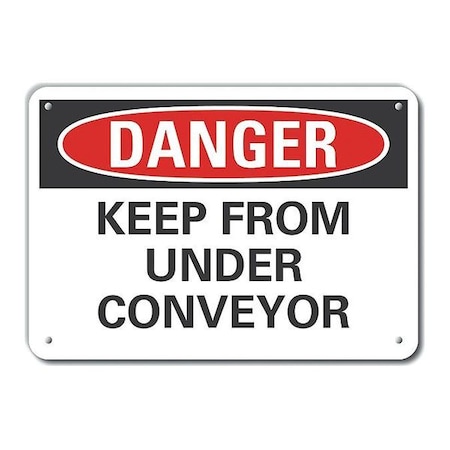 Lyle Reflective  Conveyor Safety Danger Sign, 7 in Height, 10 in Width, Aluminum, Vertical Rectangle LCU4-0475-RA_10X7