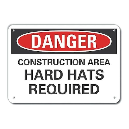 Lyle Aluminum Construction Area Danger Sign, 7 in Height, 10 in Width, Aluminum, Vertical Rectangle LCU4-0548-NA_10X7