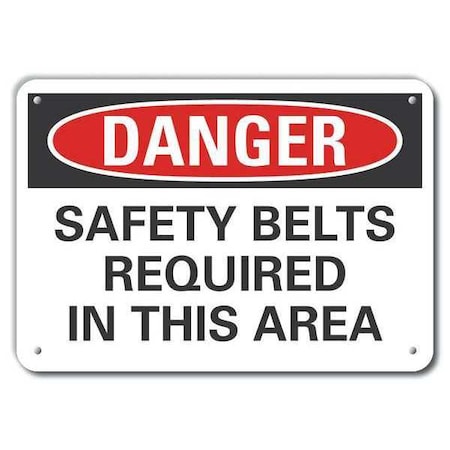 Lyle Decal, Plastic, Danger Safety Belts, 14x10", Legend Style: Text LCU4-0536-NP_14X10